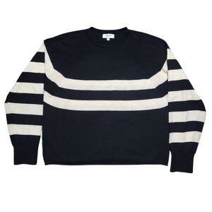 Madewell Cashmere Raglan Sweater In Stripe Women Size Medium Roll Neck Pullover